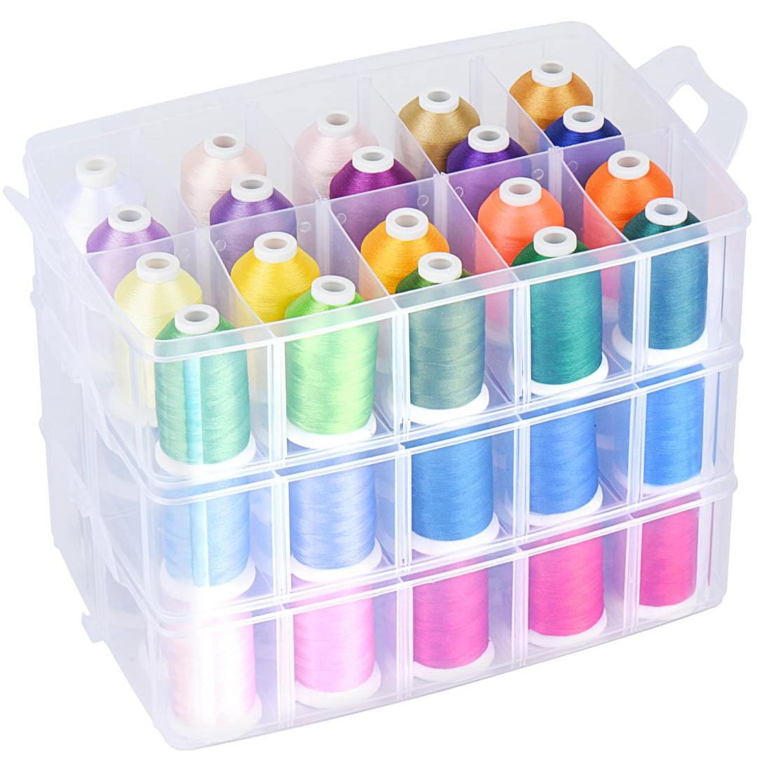 Simthread Maschinen-Stickgarn aus Polyester, 63 Farben, mit Kunststoff-Aufbewahrungsbox für Stickere
