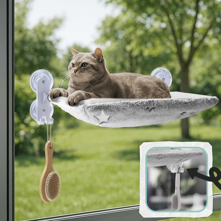 Kabelloser Katzensitz am Fenster f¨¹r gro?e Katzen, Leuchtender Katzensack am Fenster mit Haken-Desi