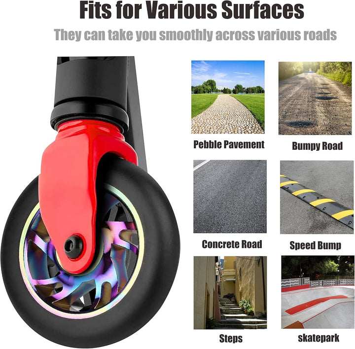 Yungeln 2 Stück 110mm Stunt Scooter Ersatzräder 110 x 24mm 88A Vollreifen mit ABEC-9 Lager kompatibe