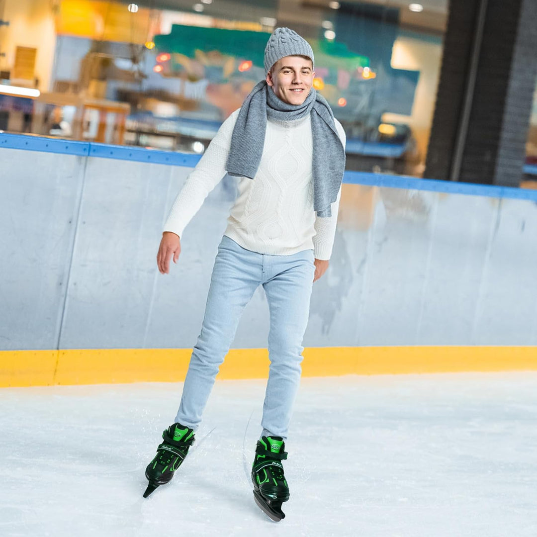 Nattork Schlittschuhe Kinder - 4 Grösse Verstellbare Eislaufschuhe Kinder Jugendliche, Ice Skates Mi