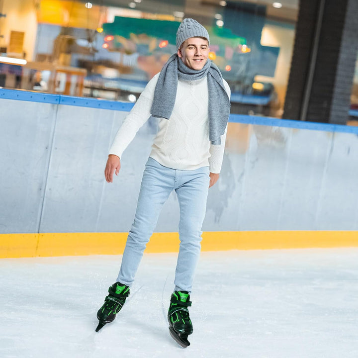 Nattork Schlittschuhe Kinder - 4 Grösse Verstellbare Eislaufschuhe Kinder Jugendliche, Ice Skates Mi