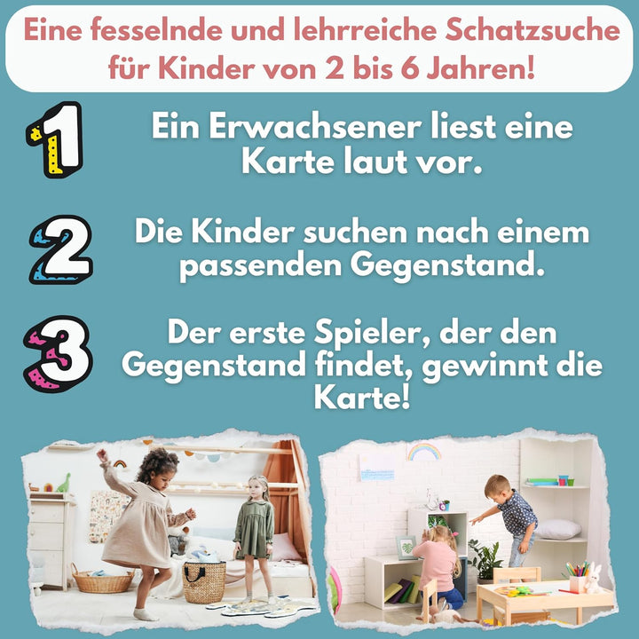 Finde Mich! Indoor Suchspiel – Entdeckerkarten für Kinder ab 2–6 Jahren – Zuhause entdecken & spiele