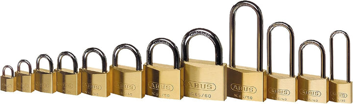 ABUS Vorhängeschloss Messing 65/40-4er Set, gleichschliessend & Zahlenschloss 165/40 - Vorhängeschlo