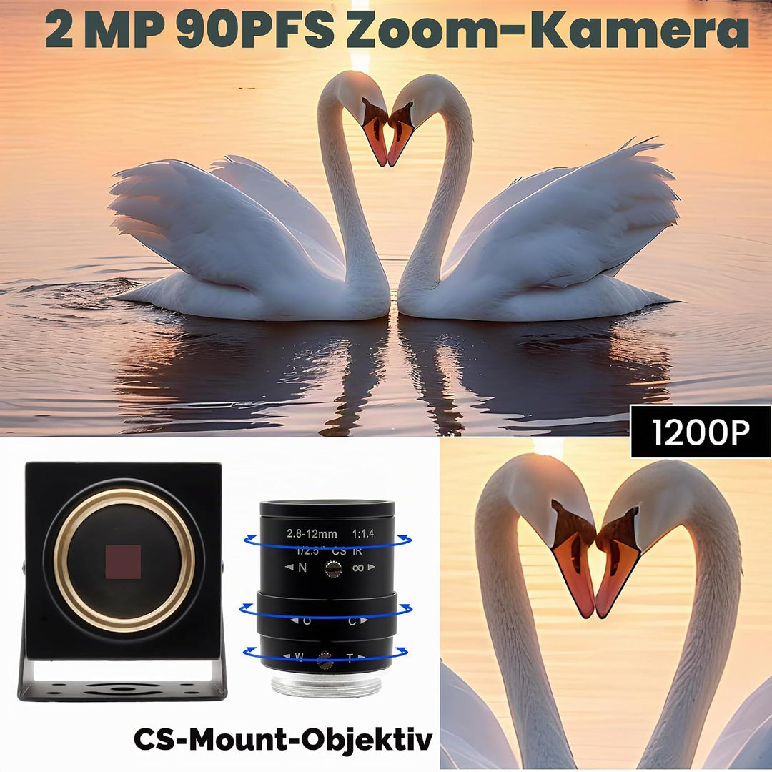 Svpro Global Shutter USB Kamera 2MP 90FPS Hochgeschwindigkeitskamera mit 2.8-12mm Zoomobjektiv, manu
