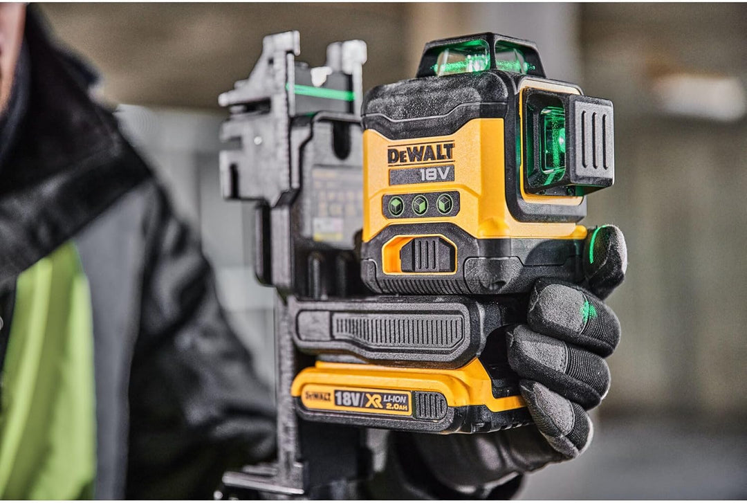 Dewalt 360° Akku-Multilinienlaser Grün DCLE34031D1 (selbstnivellierend, Genauigkeit +/- 0,3mm/m, kom