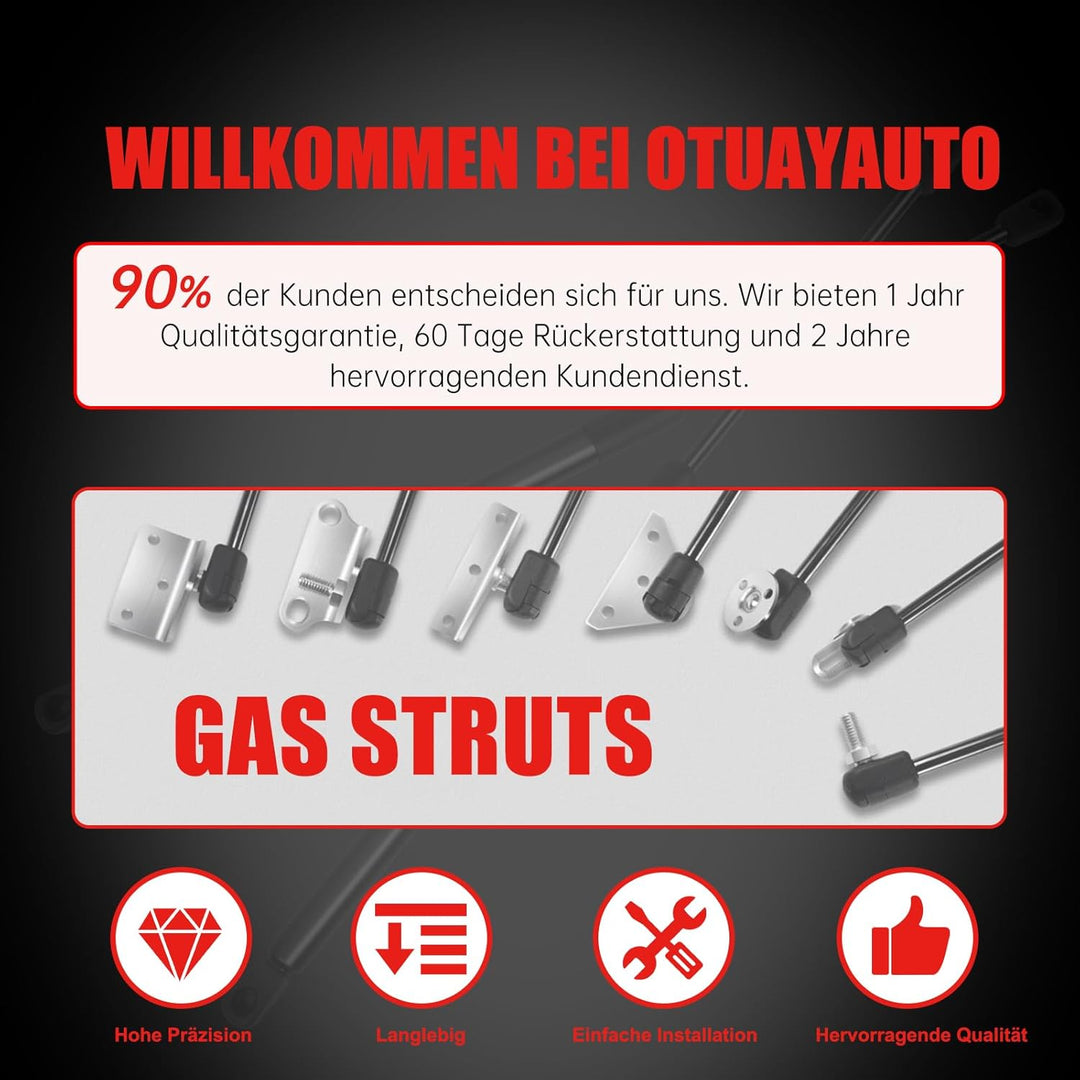 OTUAYAUTO 2 Stück Gasdruckfeder 600mm 350mm 800N, Universal Gasdruckdämpfer mit Kompressionsfeder Be