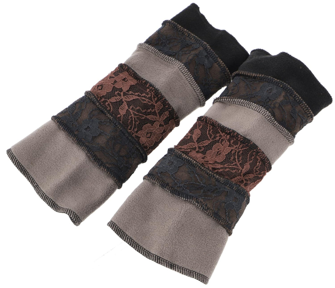 GURU SHOP Elfen Handstulpen, Boho Pulswärmer, Herren/Damen Schwarz/grau, Schwarz/grau