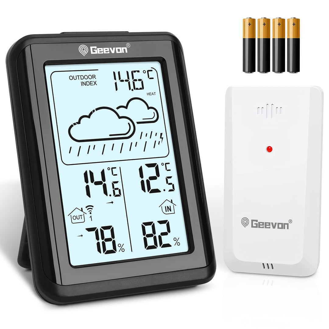 Geevon Wetterstation Funk mit Aussensensor, einfache Bedienung, präzise Wettervorhersage, zuverlässi