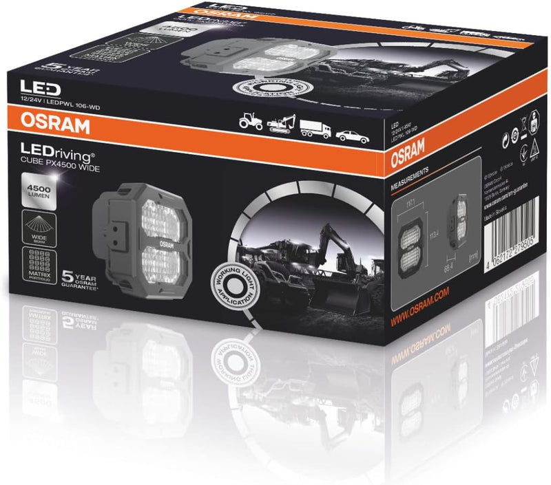 OSRAM LEDriving® Cube PX4500 Wide, LEDPWL106-WD, OFF ROAD, LED Arbeitsscheinwerfer, 4500 Lumen, Falt