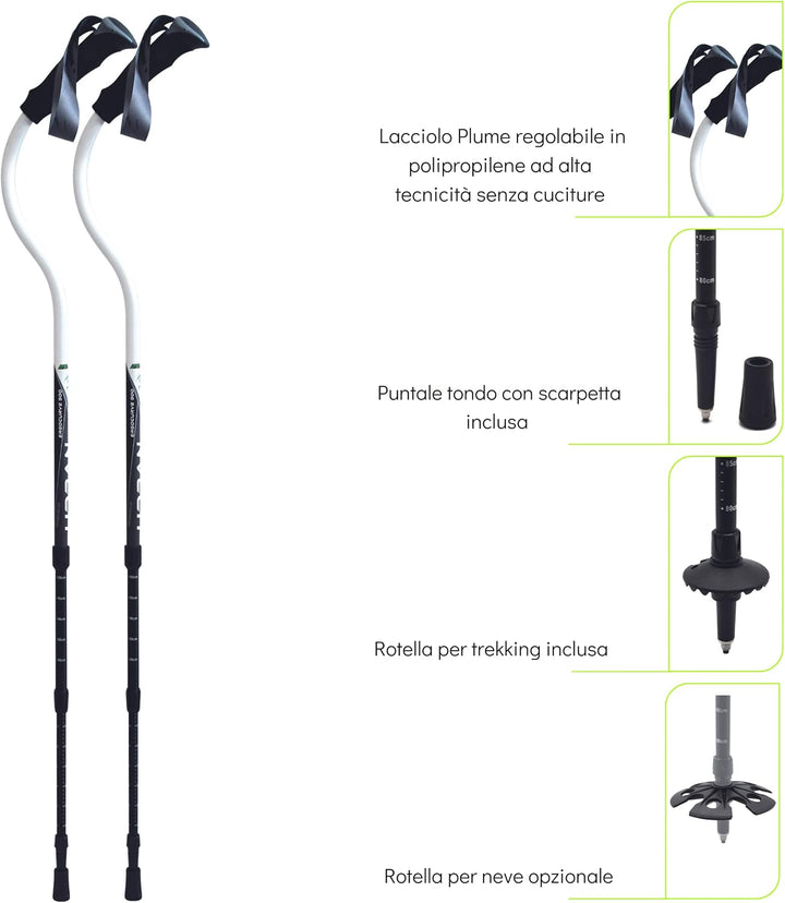 N&amp;W CURVE | Teleskop-Wanderstöcke Ergocurve 900 Urban Faltbar mit 3-Stufen-Schliessung – Wanderstock