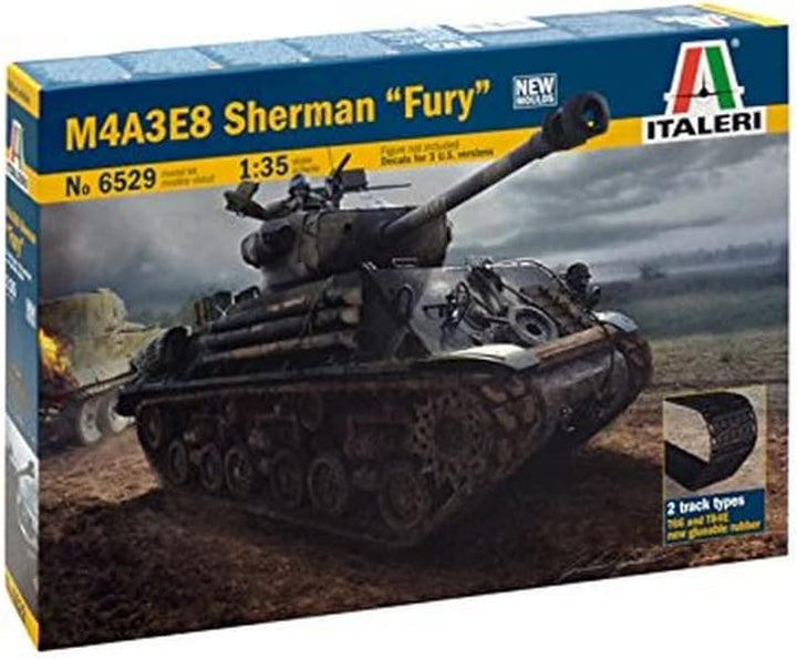 Italeri 510006529 - 1:35 M4A3E8 Sherman, Fury, Panzer, Schwarz, Mittel