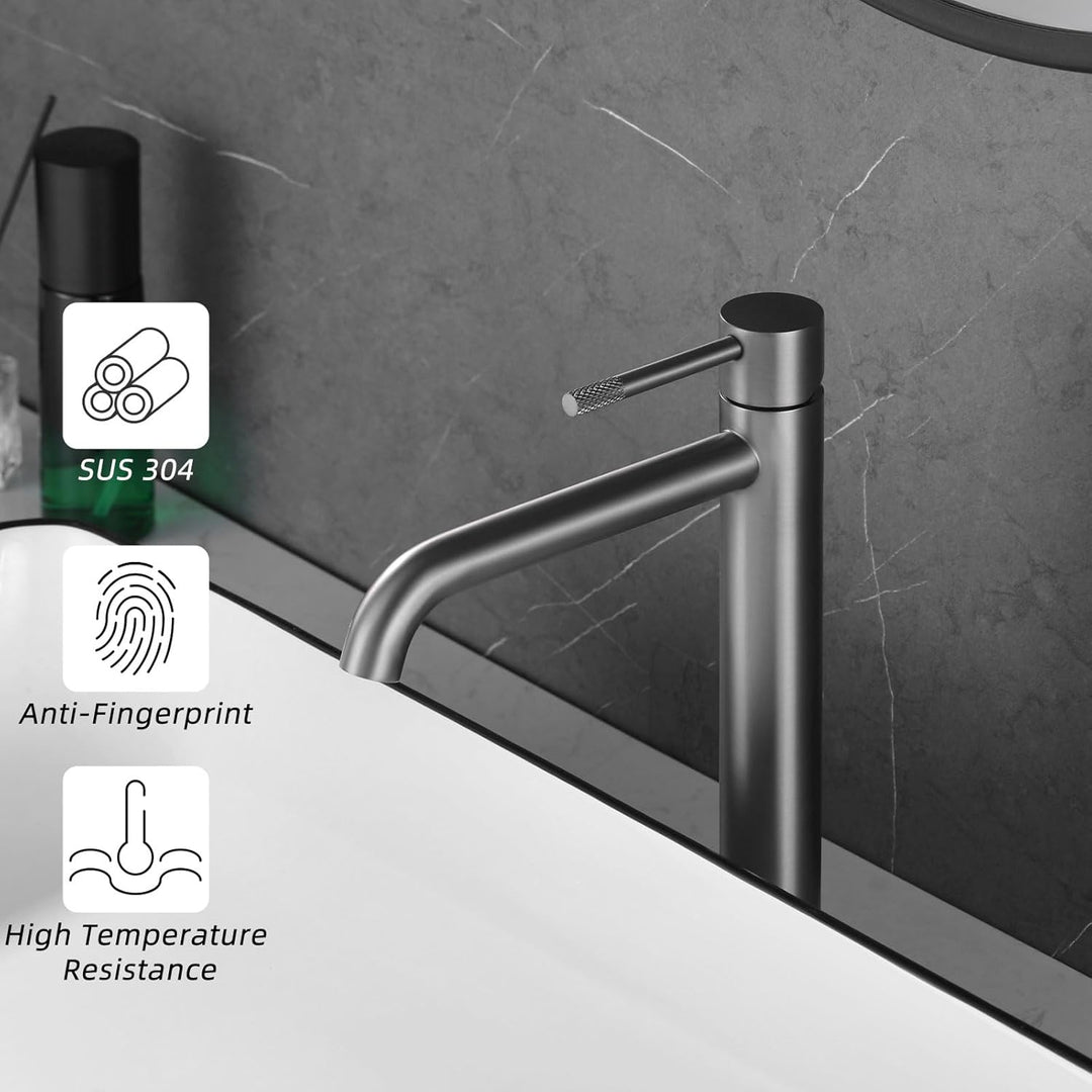 PHASAT Wasserhahn bad hoch Einhebel Waschbecken Armatur Gunmetal Grau Waschbecken Armatur Badezimmer