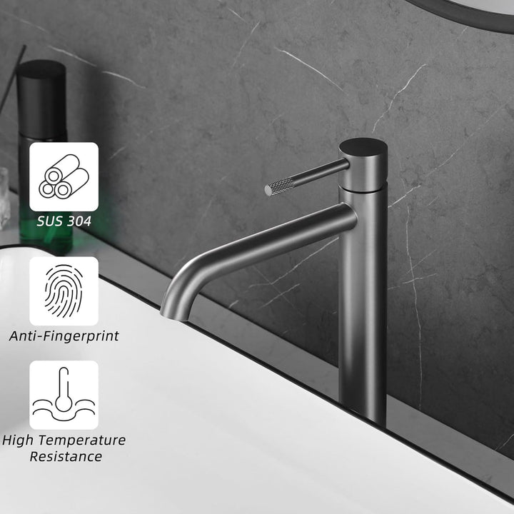 PHASAT Wasserhahn bad hoch Einhebel Waschbecken Armatur Gunmetal Grau Waschbecken Armatur Badezimmer