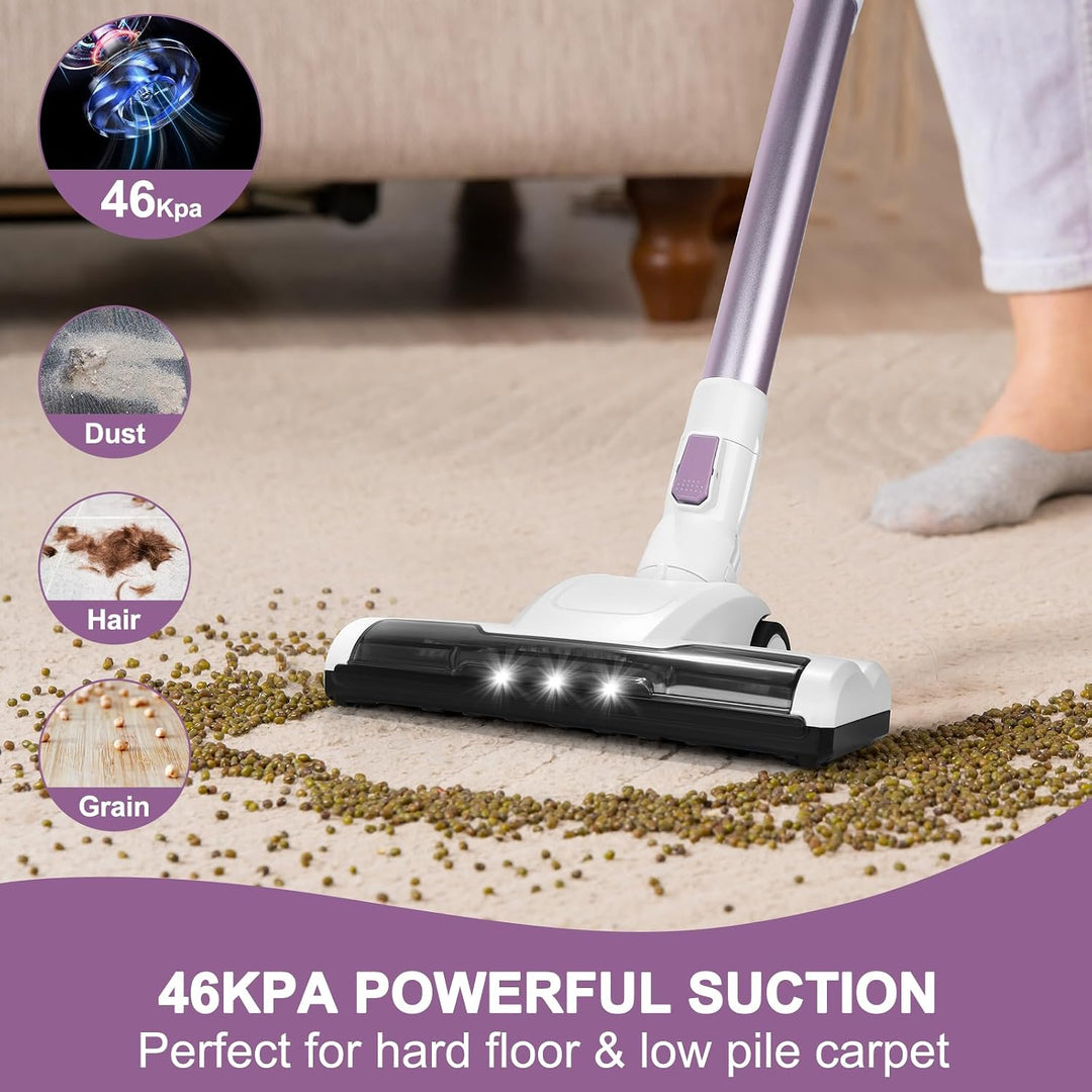 L12E Akku Staubsauger 46KPa/400W,1L Staubsauger Kabellos mit 2 HEPA Taro-violett, Taro-violett