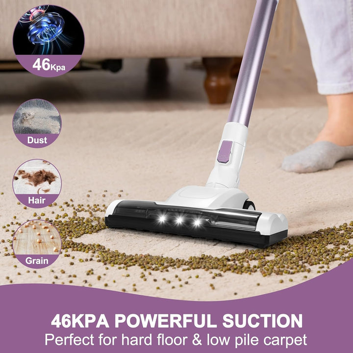 L12E Akku Staubsauger 46KPa/400W,1L Staubsauger Kabellos mit 2 HEPA Taro-violett, Taro-violett