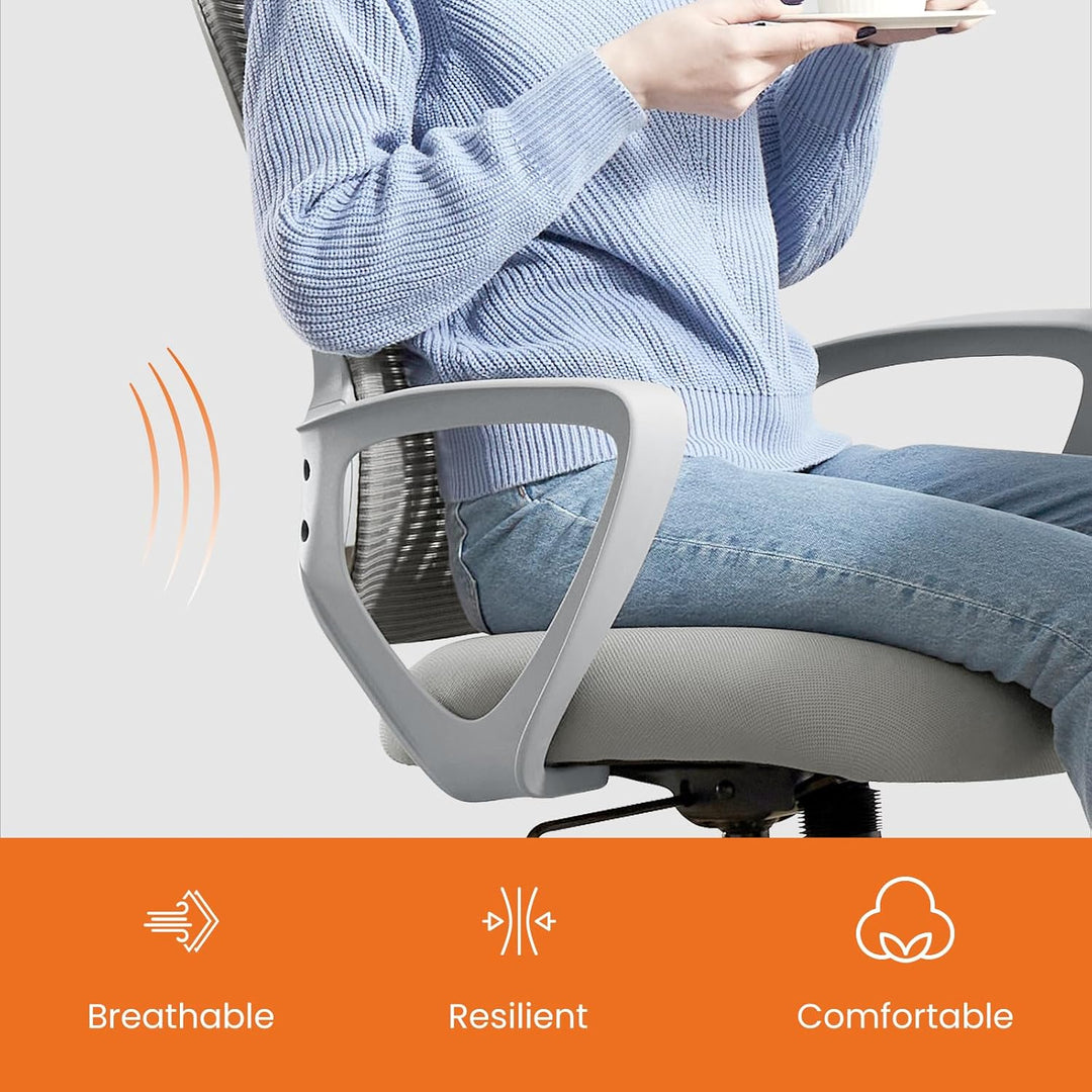 Sweetcrispy Bürostuhl Ergonomisch, Schreibtischstuhl mit Lendenwirbelstütze, Verstellbaren Armlehnen