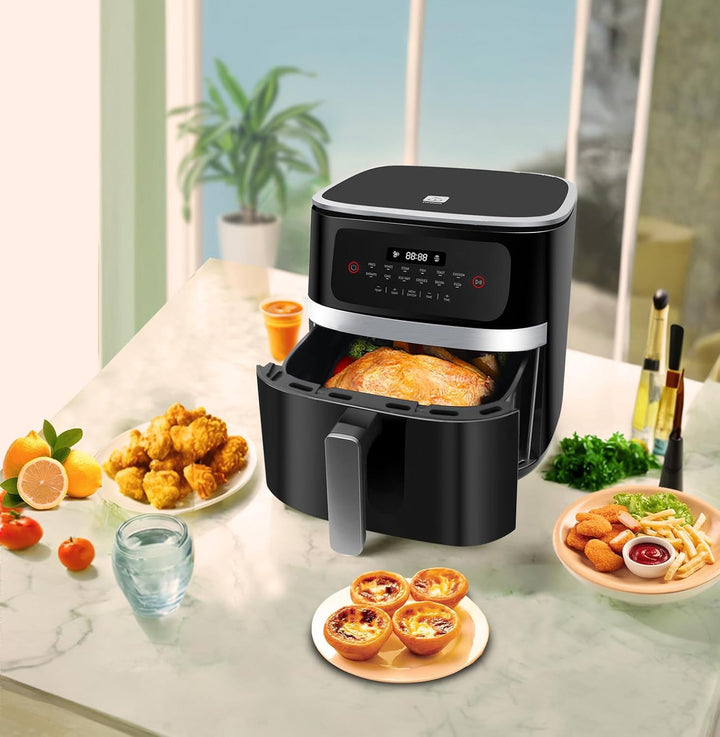 Heissluftfritteuse 7L XXL, Ölfrei mit Touchscreen, Digitale Anzeige, 1800W, Schüttelfunktion, Timer,