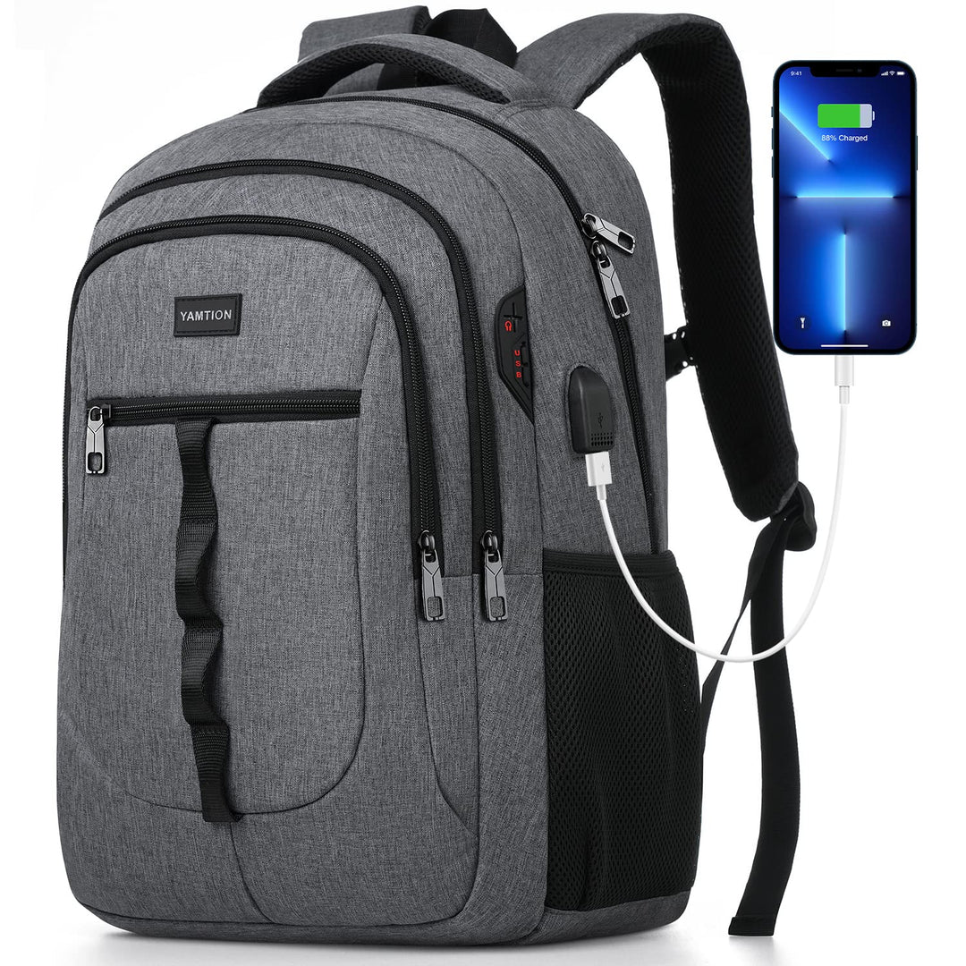 YAMTION Dunkelgrau Rucksack Herren und Damen,Unisex Schulrucksack Teenager für Jungen Mädchen Laptop