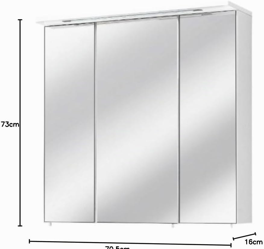 Schildmeyer Spiegelschrank, Holz, weiss, 70.5x16x73 cm, 70.5x16x73 cm