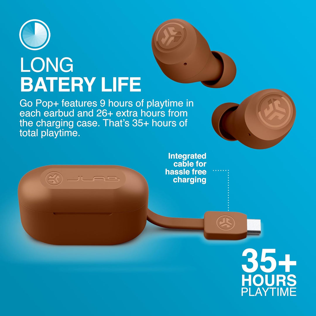 JLab Go Air Pop+ In Ear Kopfhörer kabellos Bluetooth, True Wireless Kopfhörer, 35+ Std Headphones, k