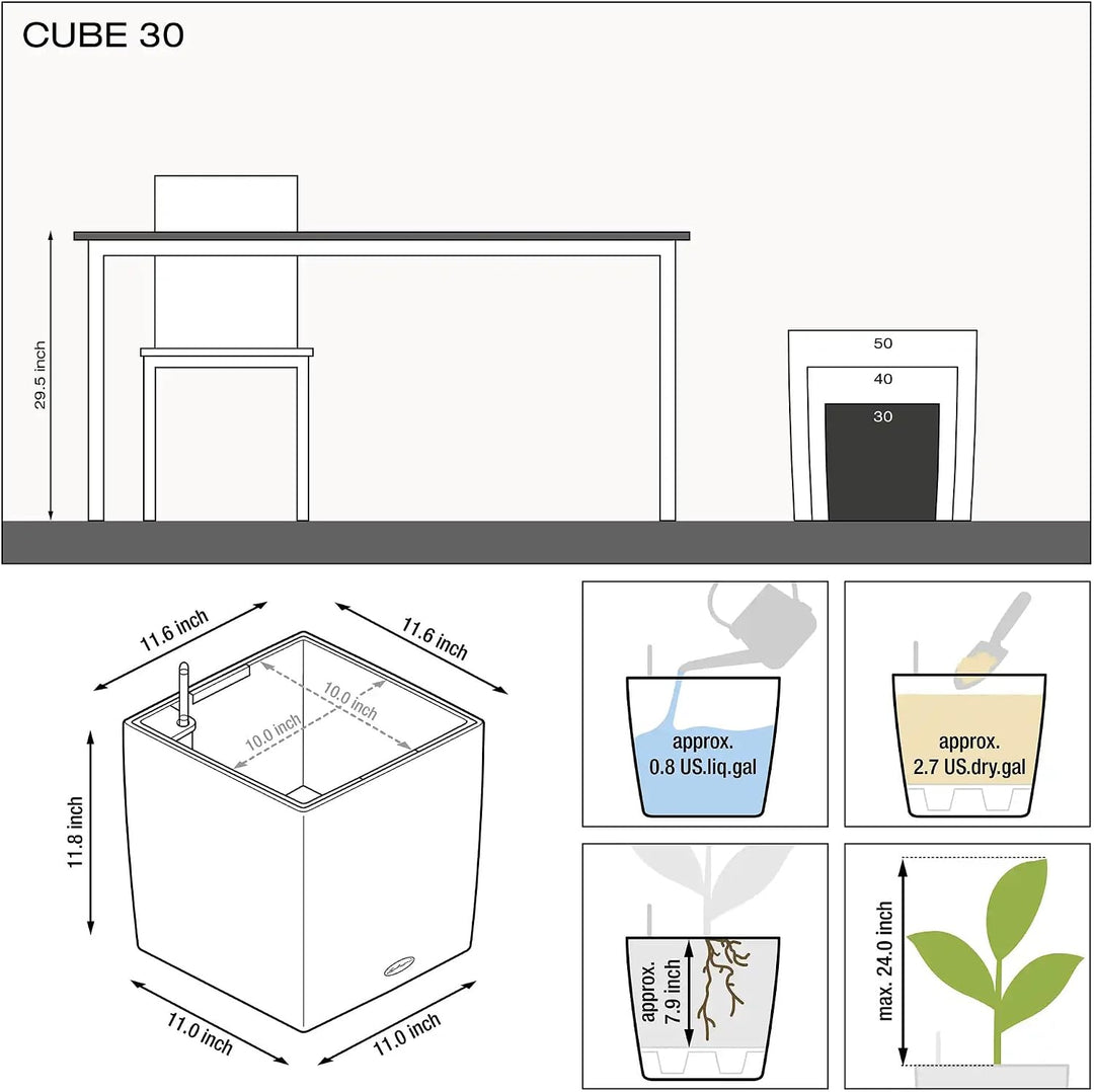 LECHUZA CUBE Premium 30 weiss hochglanz 16460 29.5x29.5x30 cm Weiss Hochglanz, 29.5x29.5x30 cm Weiss