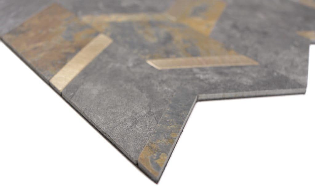 Selbstklebnde Mosaikmatte Pfeil Vinyl Steinoptik RustyGold für WAND KÜCHE Wandverblender Fliesenspie