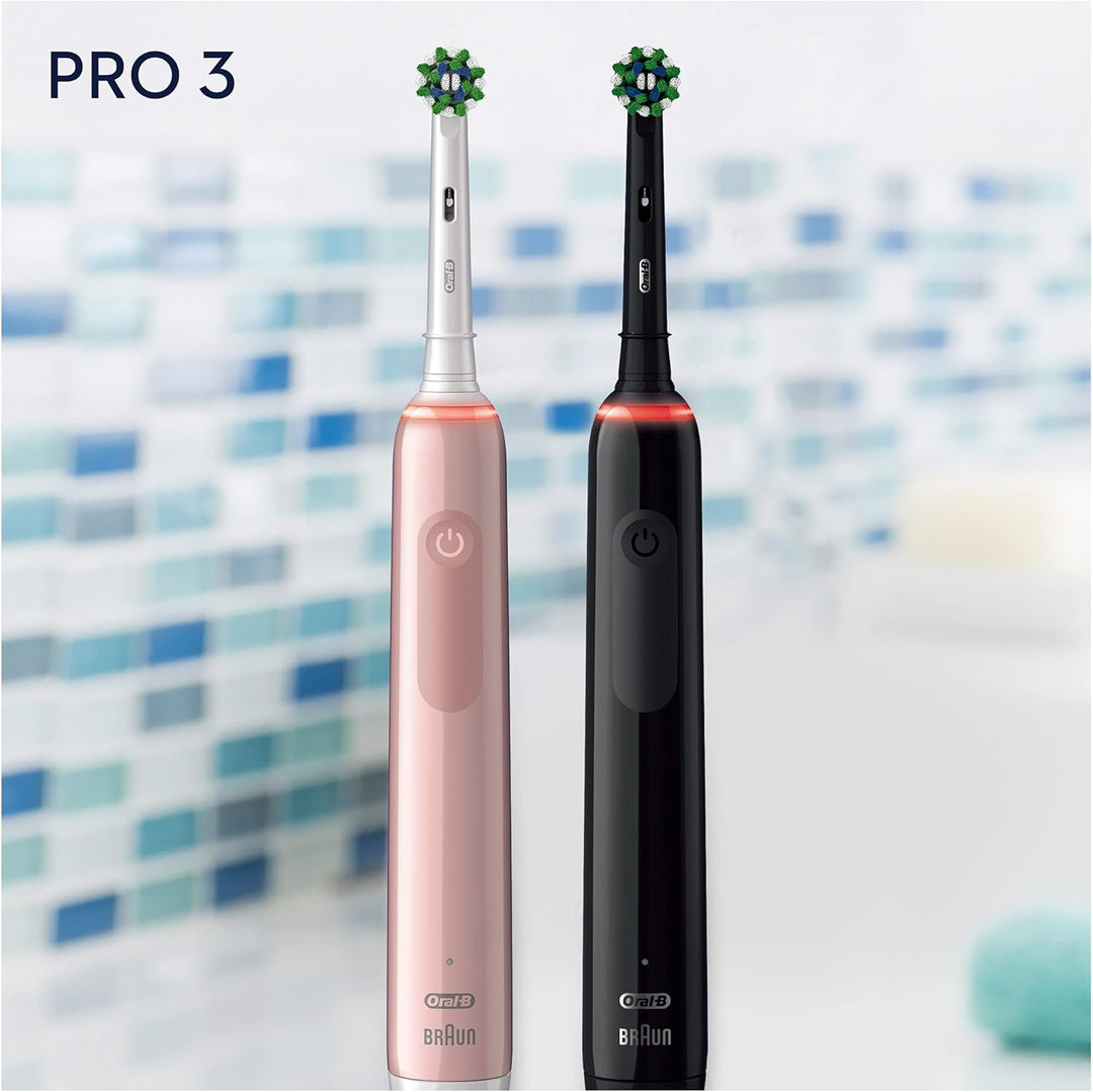 Oral-B Pro 3 3900 Elektrische Zahnbürste, 2 Stück, mit 2 wiederaufladbaren Griffen, Braun-Technologi
