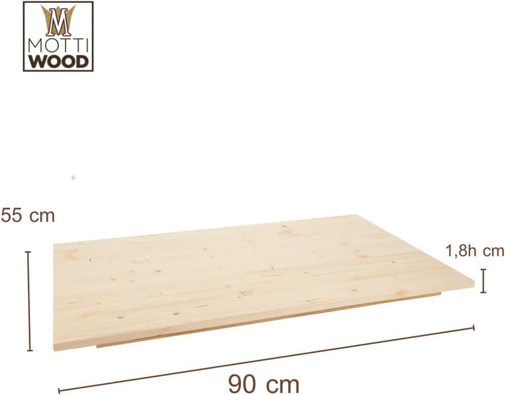 Pasta-Brett, 100% natürliches Fichtenholz, 90 x 55 x 1,8 cm, mit Stufe, hergestellt in Italien