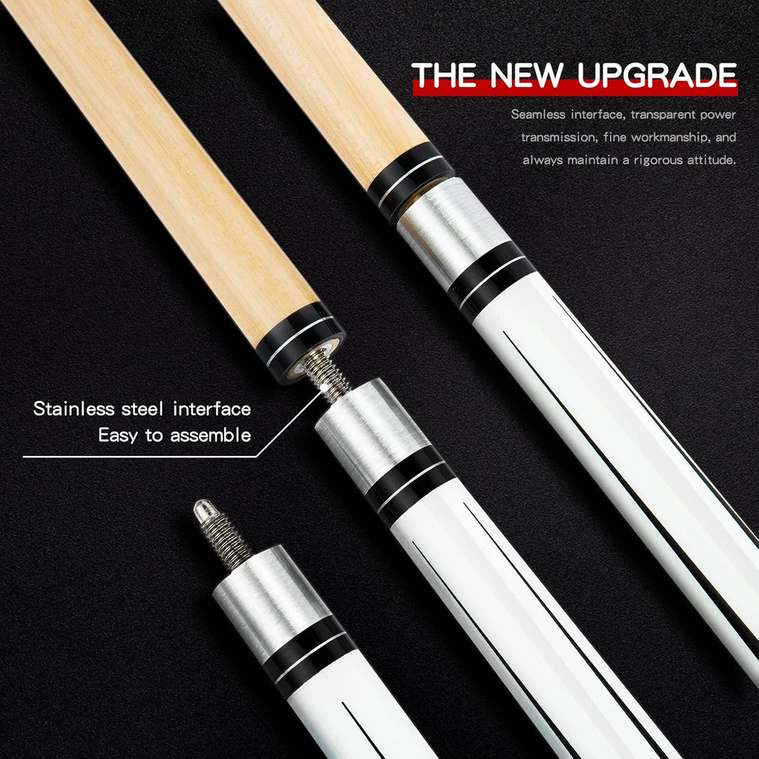 11/11.5/12/12.5/13MM Pool Cue Stick Set - 58 inch Maple Billiard Pool Stick Kit, 1/2 Cue Stick, Whit