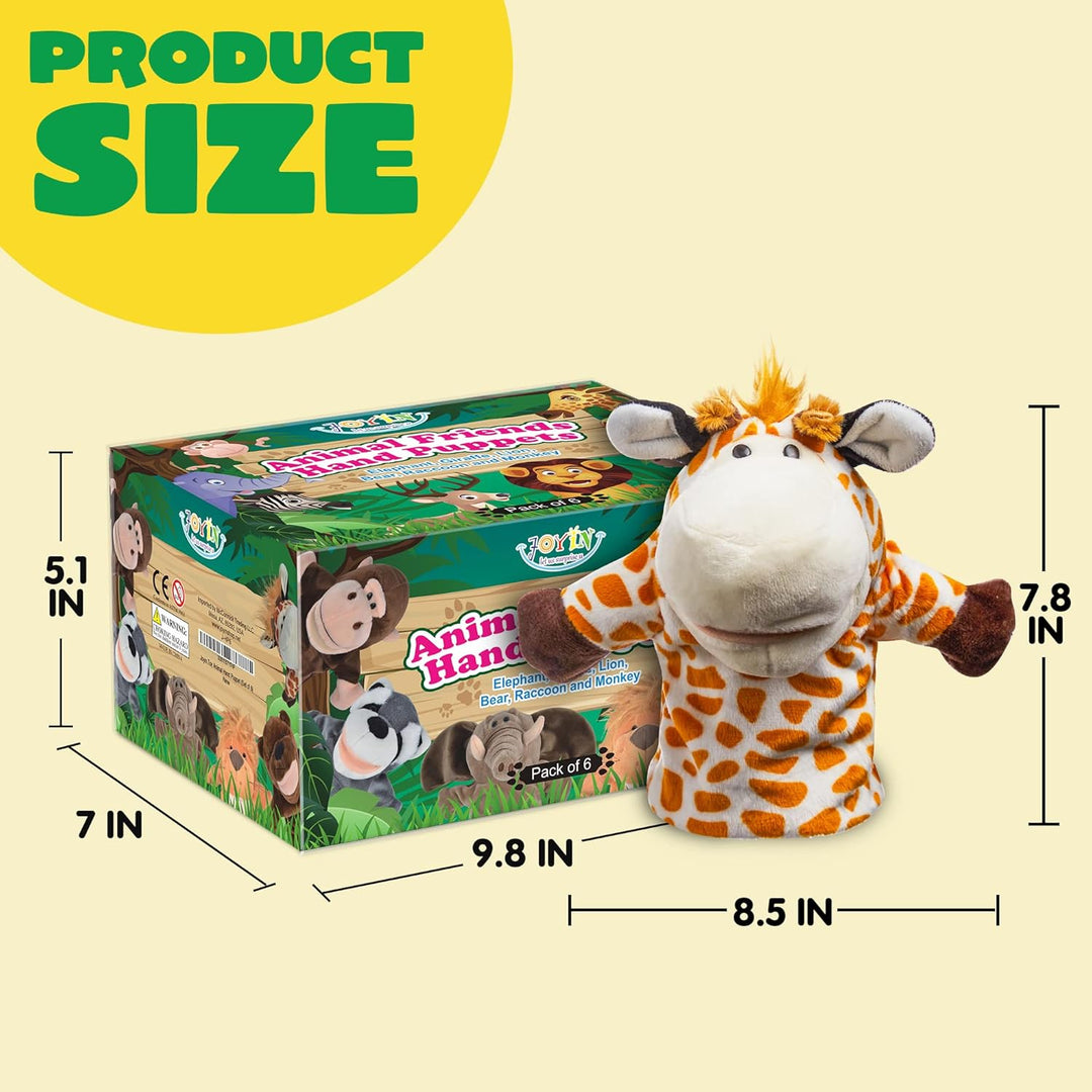 JOYIN 6 Stück Tier Handpuppen Spielzeug Set für Kinder,Freunde Im Tiergarten, Deluxe plüschtiere Kin