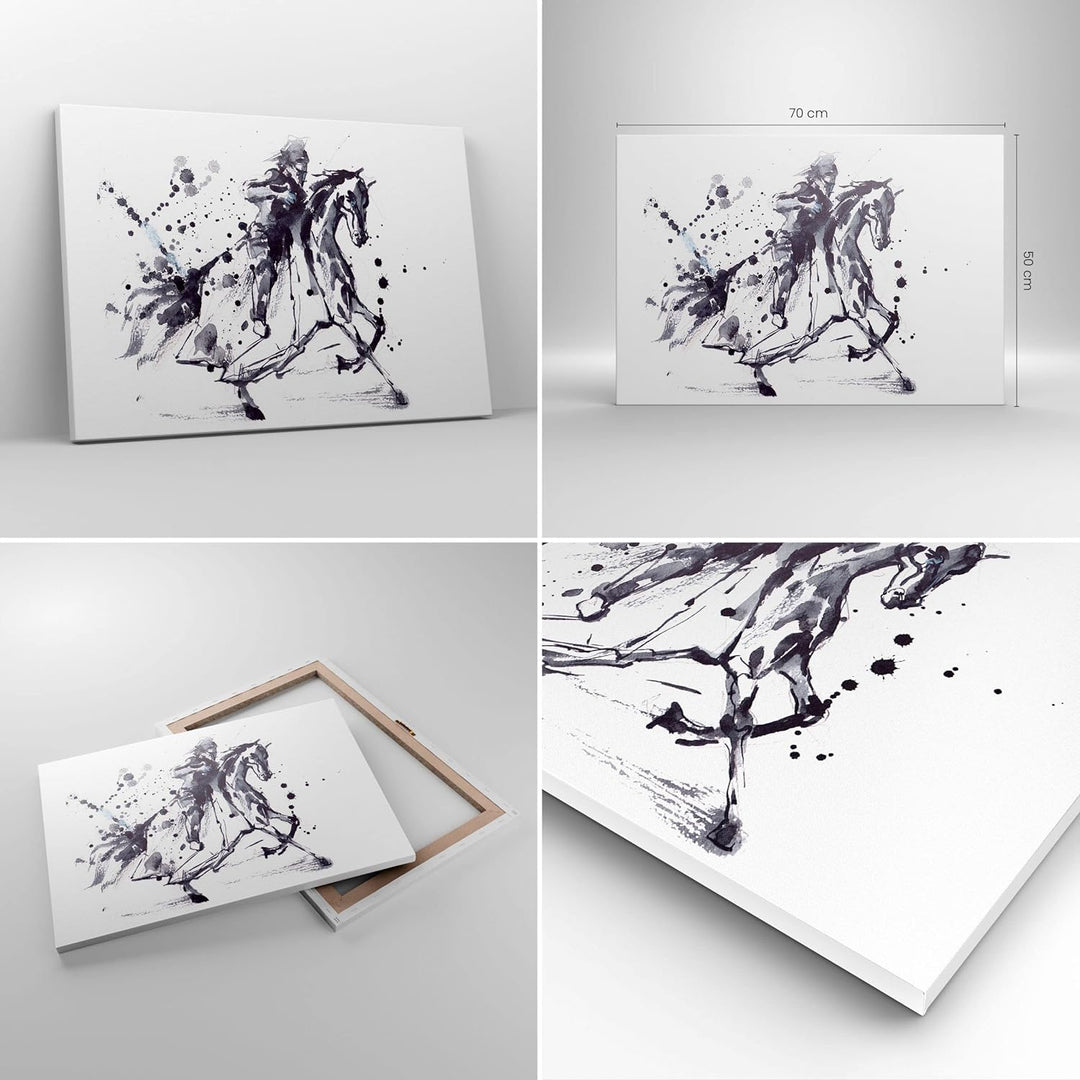 Bilder auf Leinwand Pferd Ritter Geschichte Reiten Leinwandbild 70x50cm Wandbilder Dekoration Wohnzi