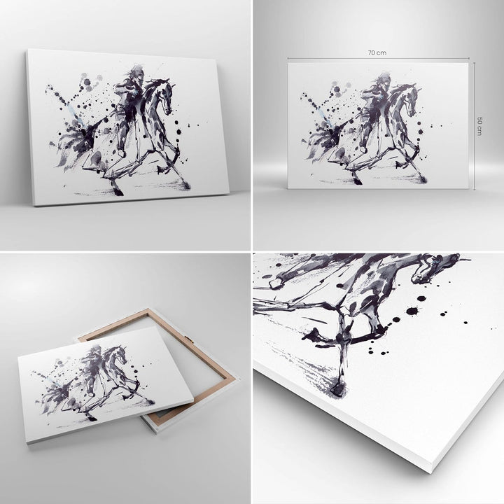 Bilder auf Leinwand Pferd Ritter Geschichte Reiten Leinwandbild 70x50cm Wandbilder Dekoration Wohnzi