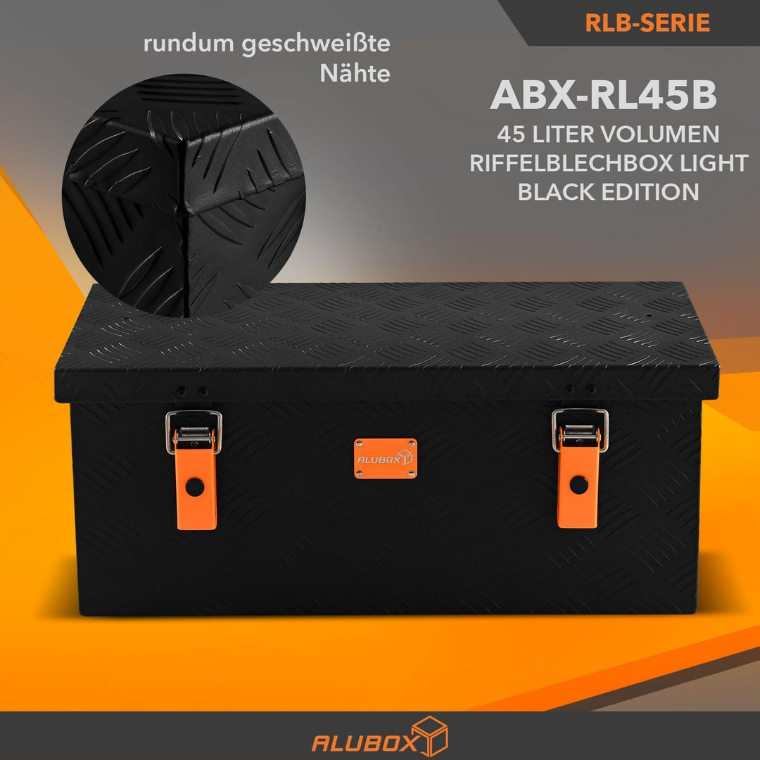 alubox Werkzeugkiste Riffelblech ABX-RL45B Aluminium 1,5mm Werkzeugkiste leicht und robust 45 Liter