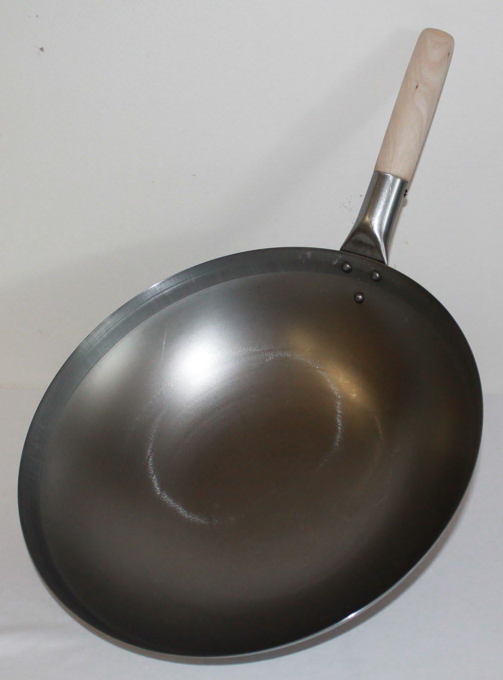 Wok ca. 40 cm Durchmesser mit rundem Boden für Gas, Gastronomie, Wokpfanne