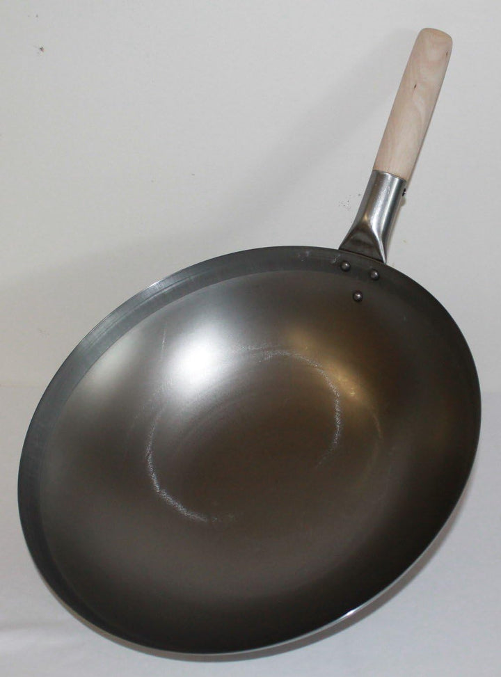 Wok ca. 40 cm Durchmesser mit rundem Boden für Gas, Gastronomie, Wokpfanne