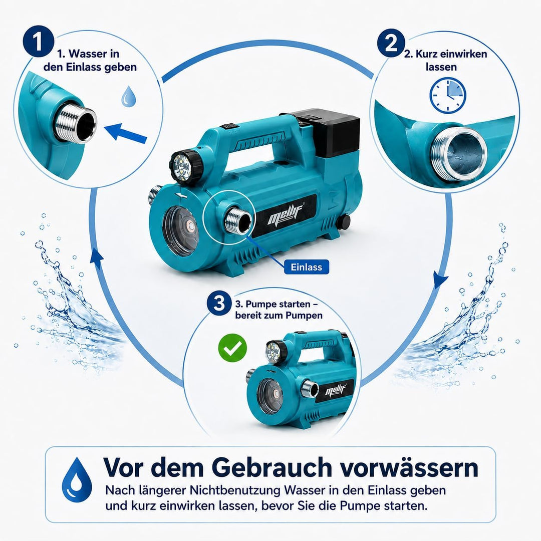 Mellif Wasserpumpe für Makita 18 V Akku, elektrische Gartenpumpe, kabellose tragbare selbstansaugend