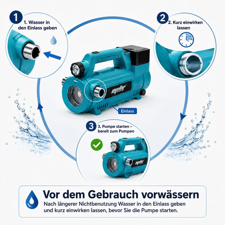 Mellif Wasserpumpe für Makita 18 V Akku, elektrische Gartenpumpe, kabellose tragbare selbstansaugend