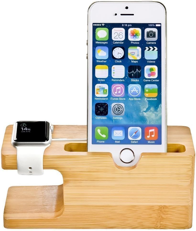 Bambus Ladestand Aufladung Docking Station/Cradle/Halter/Ladegerät Stand/Handy Halterung für iPhone