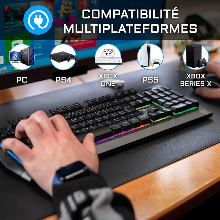 Pack Clavier - Souris Sans fil THE G-LAB Combo Tungsten (Noir)