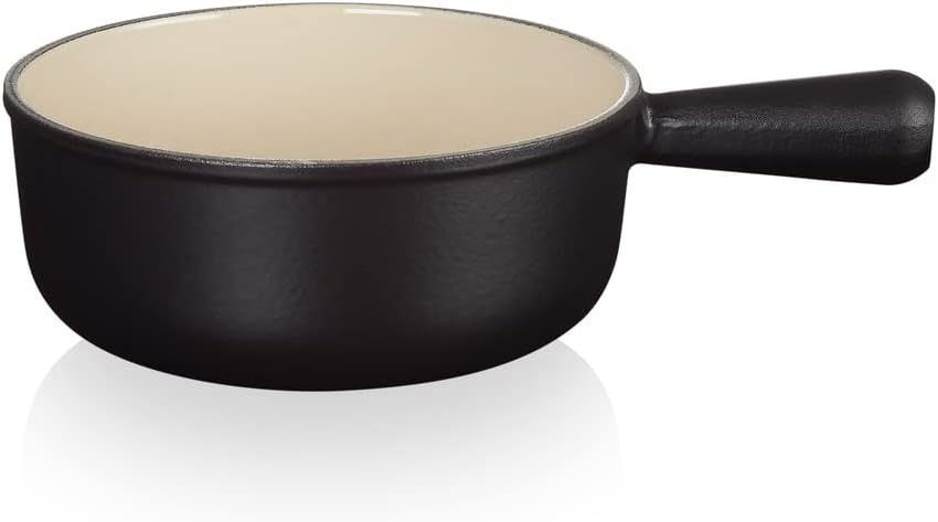 Le Creuset Caquelon aus Gusseisen, 22 cm, 2,6 Liter, Schwarz matt, 20007220002460 Schwarz Matt 22 cm