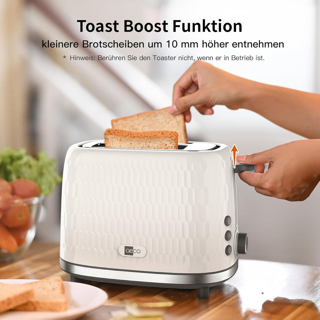 aeco toastlab ONE Toaster 2 Scheiben, 38 mm extra breite Schlitze, 7 Bräunungsstufen, 950 W, Auftau-