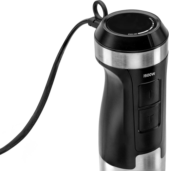 BlendFlex Stabmixer 1500W – Edelstahl Handmixer mit 20 Geschwindigkeiten & Turbo-Funktion, inkl. 600