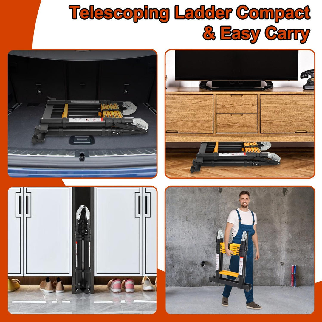 Herrselsam 3.8m(1.9m+1.9m) Teleskopleiter Klappleiter Aluminium, Mehrzweckleiter mit Tragegriff, Rut