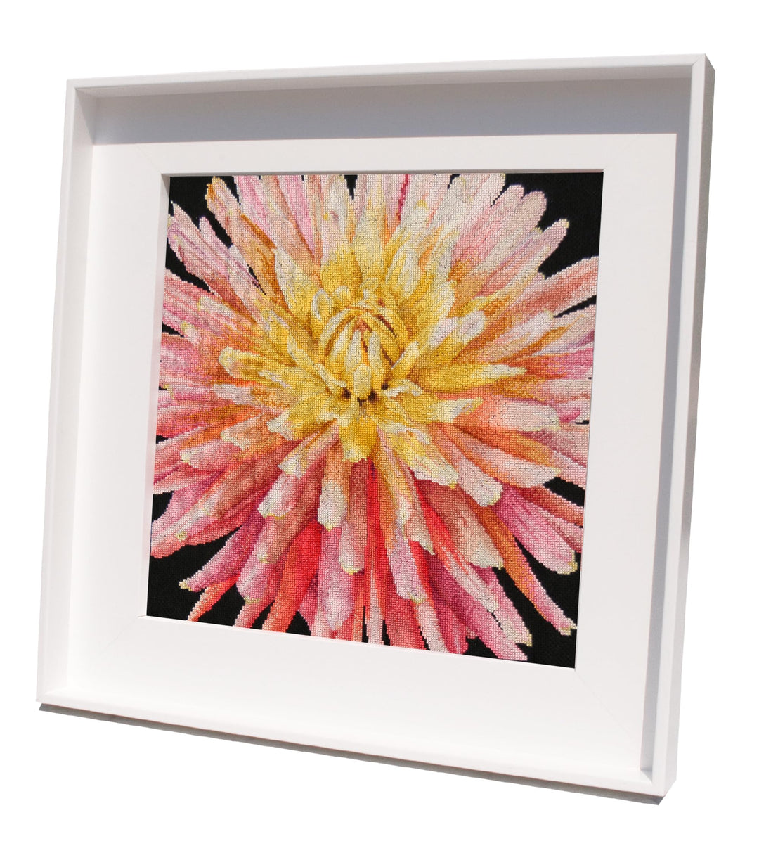 Thea Gouverneur - Kreuzstich-Set - Kissen mit Dahlia - Aida Schwarz - 18 Count - Für Erwachsene - 44