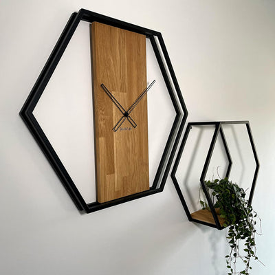 FLEXISTYLE Metall Hexagon Wandregal 60 cm XXL, Schwarz, Europäische Hexagon geometrische Linie Desig
