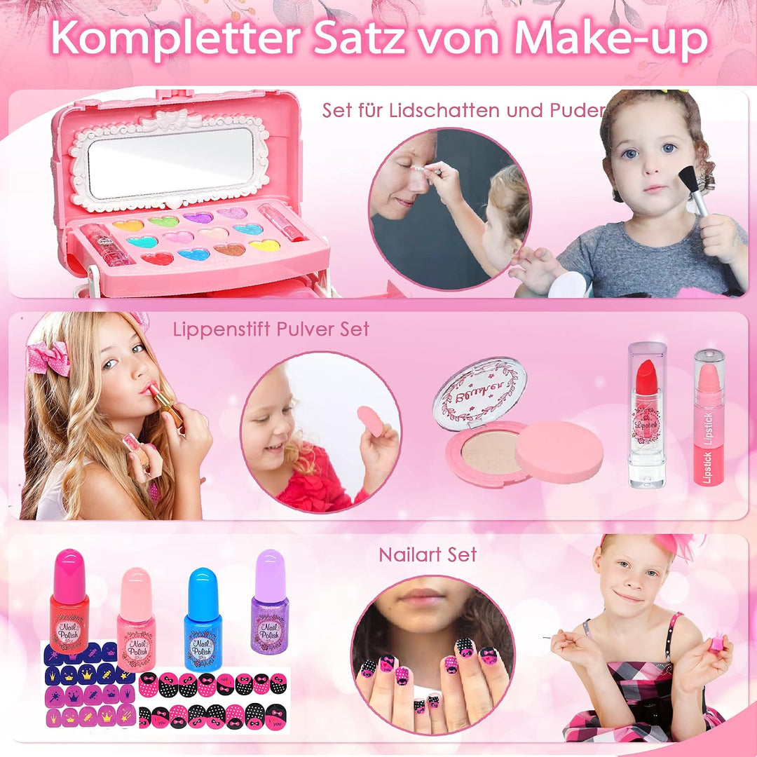 Kinderschminke Set Mädchen Schminkkoffer Mädchen- Sicheres und Waschbares Schminke Kinder Mädchen, E