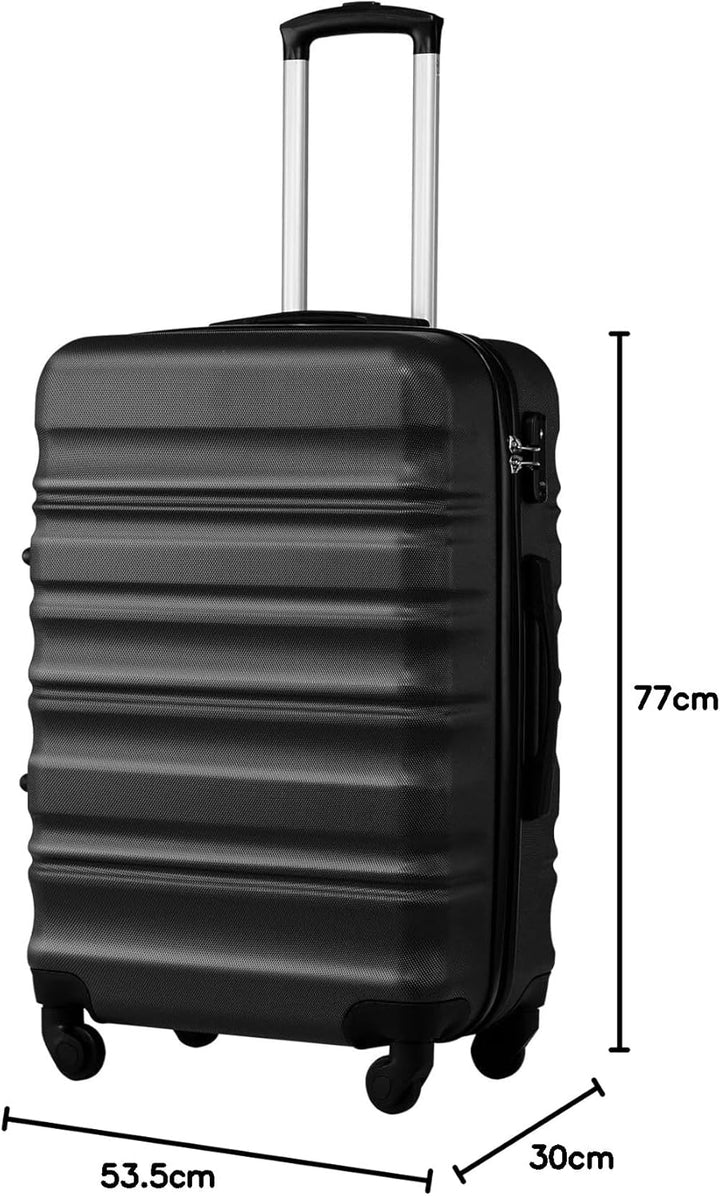 COOLIFE Hartschalen-Koffer Trolley Rollkoffer Reisekoffer mit TSA-Schloss und 4 Rollen (Schwarz, Gro