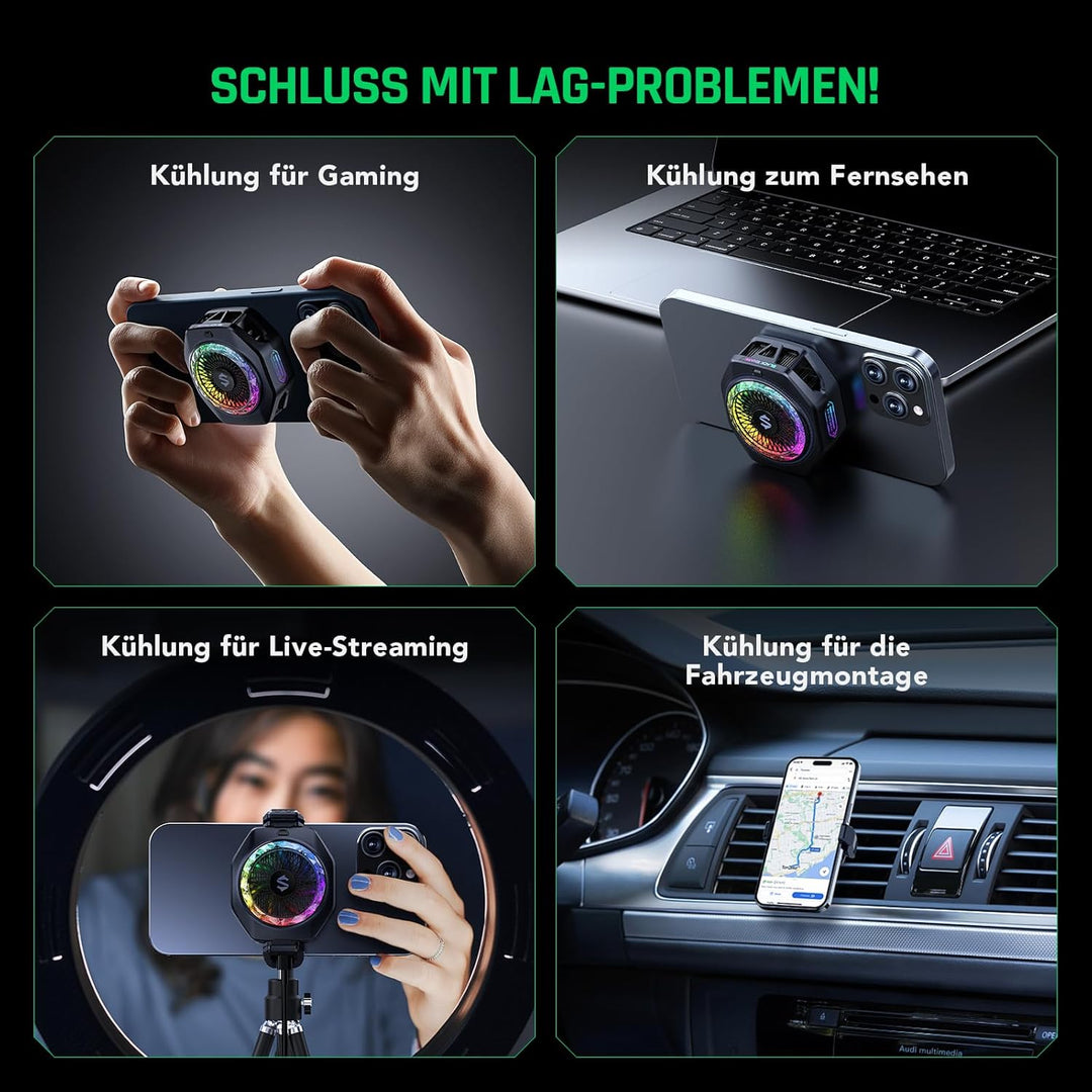 Black Shark 5 Pro Magnetischer Handykühler – 18 adressierbar RGB-LED-Lichter, Trennbarer Griff, APP-