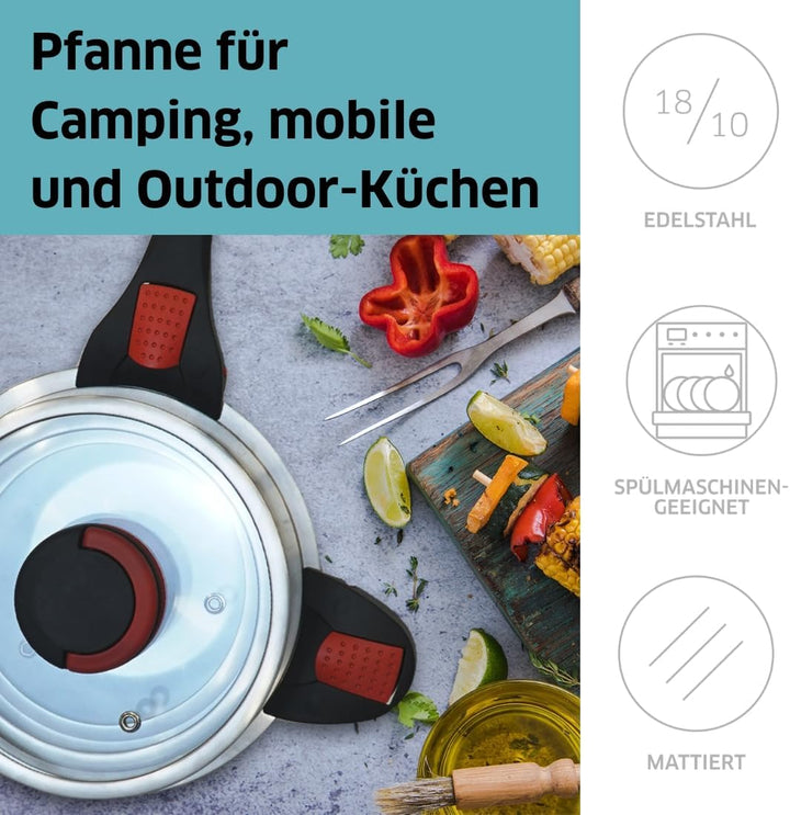 Bratpfanne 28 cm | Platzsparend | Edelstahl | Für alle Herdarten | Pfanne Induktion | Bratpfanne Unb