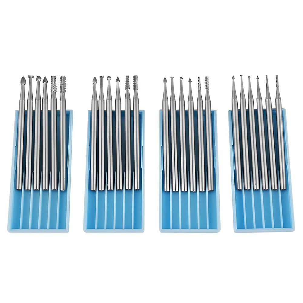 24 Stück 3/32 (2,3 mm) Holzschnitzbohrer mit Rundem Schaft Aus Wolframstahl für Rotationswerkzeuge,